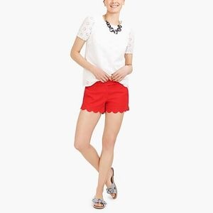 JCrew Red Scalloped Shorts